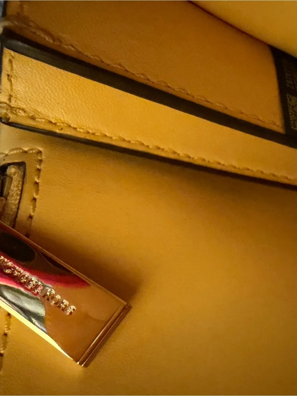 Michael Kors Yellow Leather Satchel with Gold Hardware